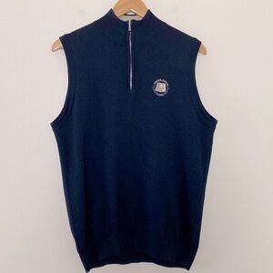 Bobby Jones Sweater Vest 100% Merino Wool Bob Hope Classic 1/4 Zip Navy Size M